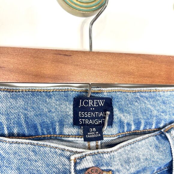 J. Crew Essential Straight Cropped Jeans Womens 35 Light Blue High Rise Raw Hem - Picture 3 of 16